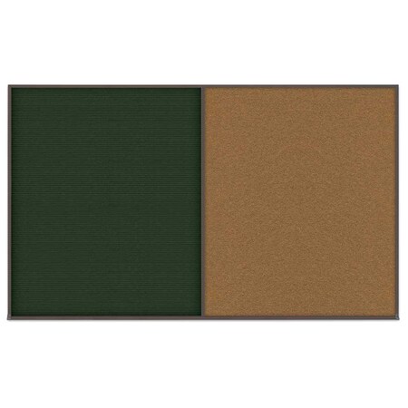 United Visual Products Double Door Radius Corkboard, 42"x32", Bla UV70025RC-BLACK-KEYLIME